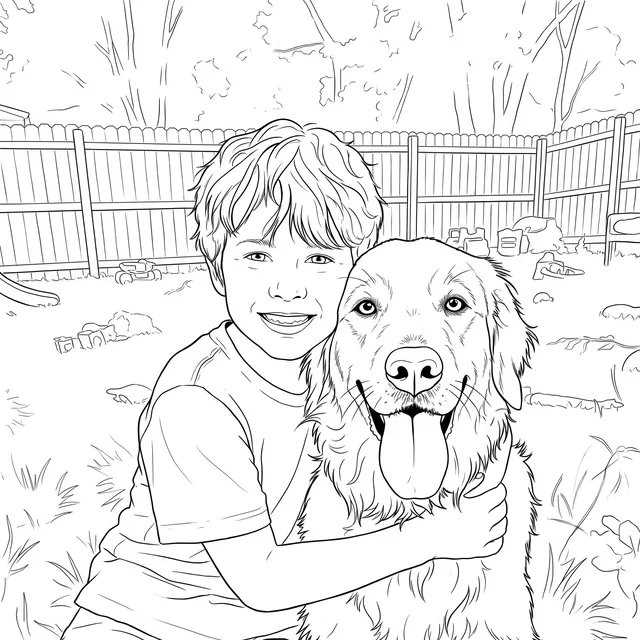 The coloring page made from that photo